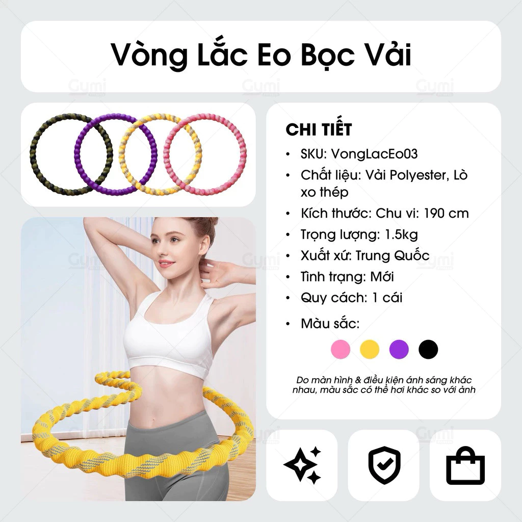 Vòng Lắc Eo Lò Xo Bản Xịn Bọc Vải Dệt - Giảm Calo Hiệu Quả, Eo Thon ,Gọn dáng