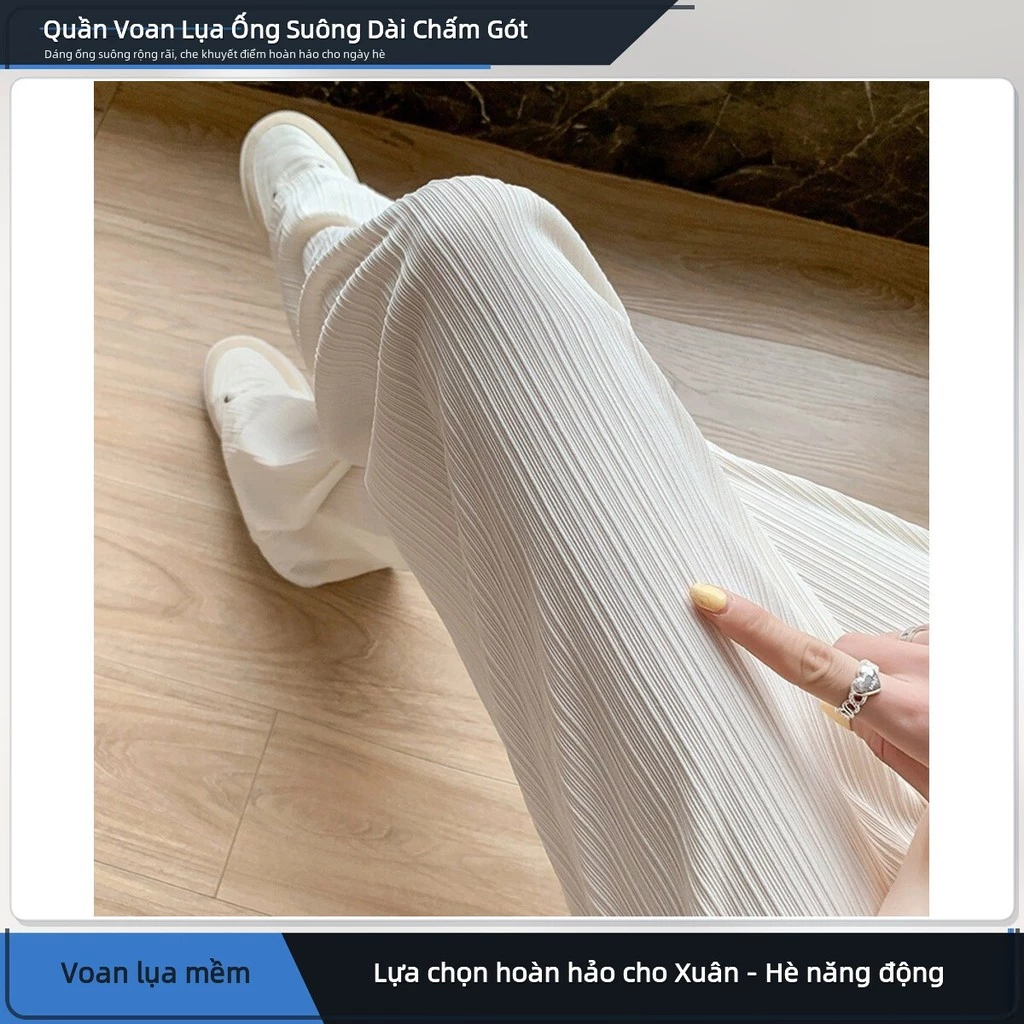 Quần Voan Dáng Rộng Thoáng Mát - Ống Suông Dài Chấm Gót Chất Liệu Mềm Mịn Phong Cách Hàn Quốc Cho Nữ Xuân Hè