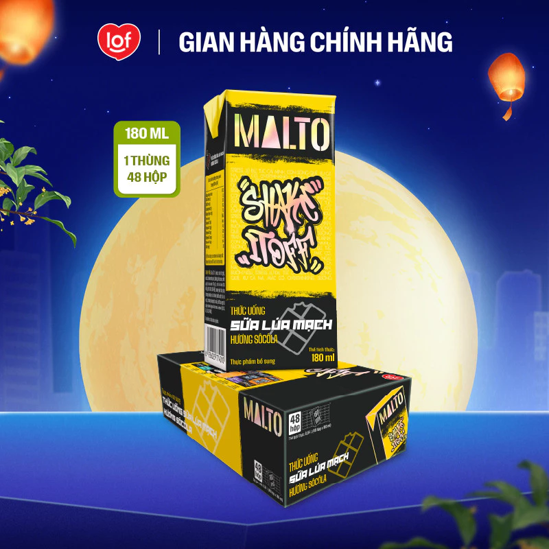 Sữa lúa mạch MALTO Shake It Off hương sôcôla thùng 48 hộp x 180ml