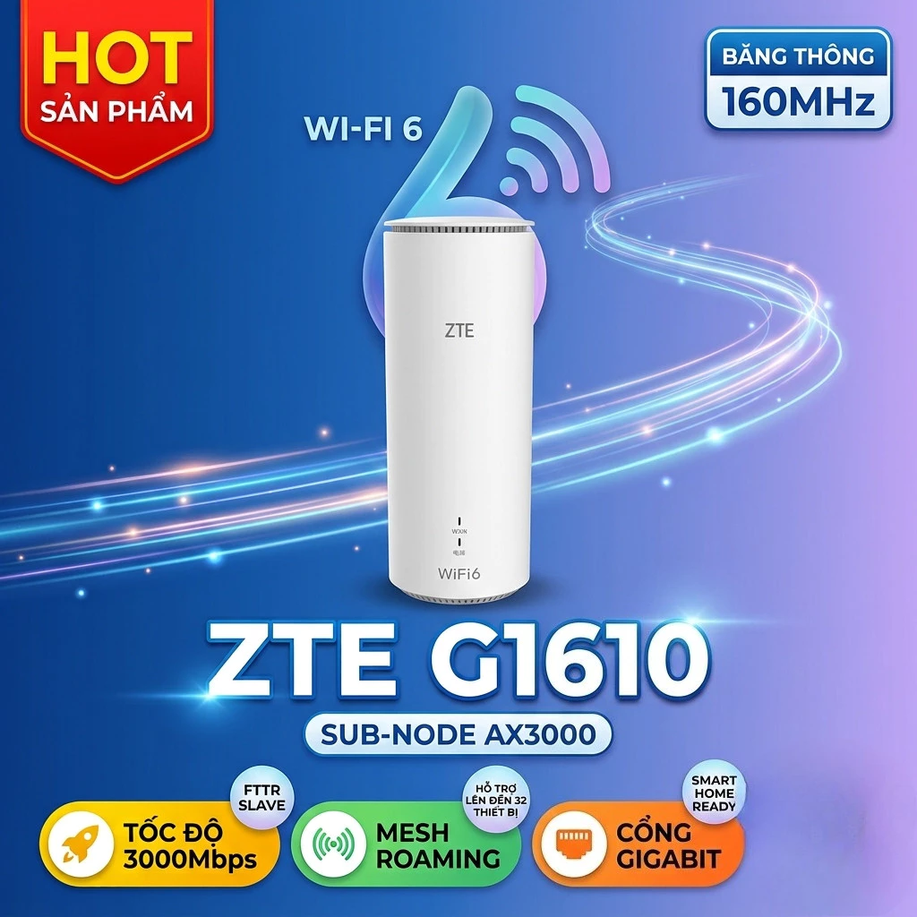 AP Mesh Router Wi-Fi 6 ZTE G1610 AX3000 Gigabit – Bộ Phát Sub-Node FTTR Mesh Siêu Tốc - Hàng Qua sử dụng
