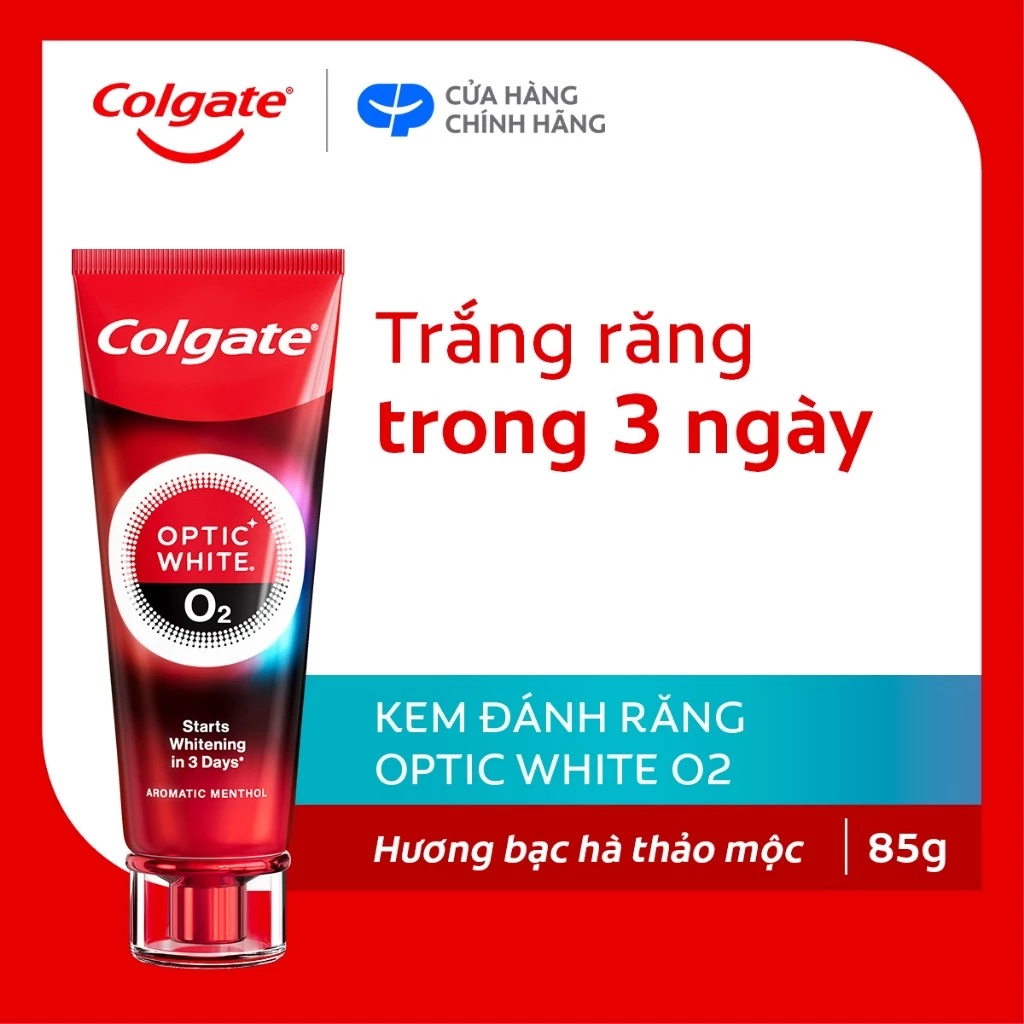 Kem Đánh Răng Colgate trắng răng TRONG 3 NGÀY Optic White O2 với Oxy Hoạt Tính 85g/ tuýp
