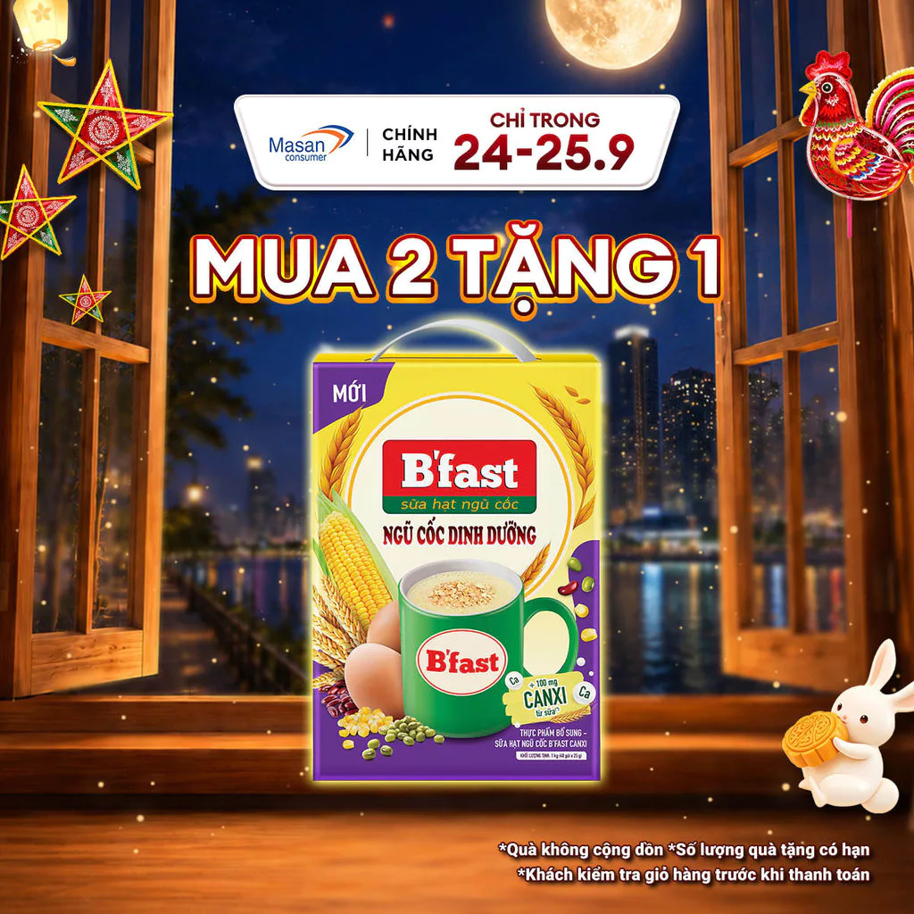 Thực phẩm bổ sung sữa hạt ngũ cốc B'fast Canxi hộp x 40gói x 25gr