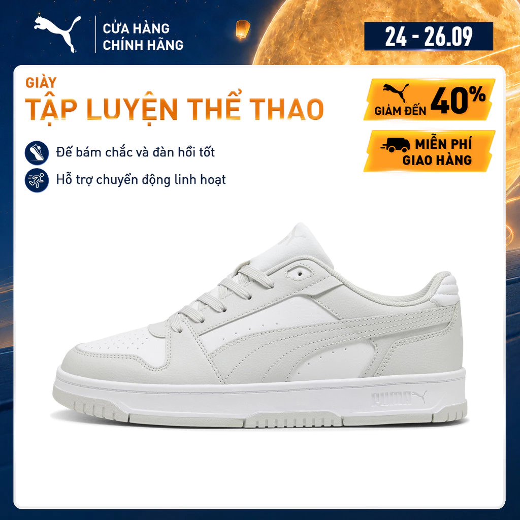 Giày Thể Thao PUMA Unisex Rebound Slam Lo Glacial Gray-White Màu Xám