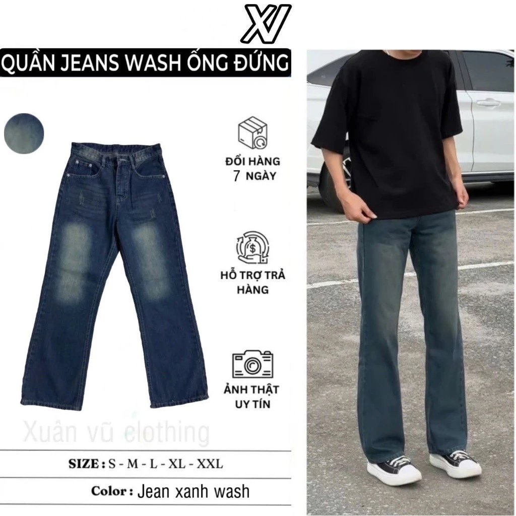 { xuân vũ shop } quần jean loe nhẹ ống suông