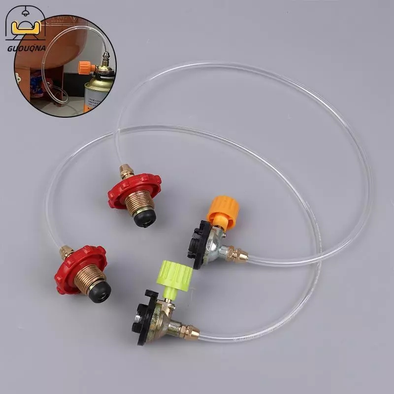 GUOUQNA Cắm Trại Bếp Gas Nạp Lại Bộ Chuyển Đổi Ngoài Trời Cassette Gas Tank Van Đổ Bình Gas Lò Lạm Phát Van Phụ Kiện