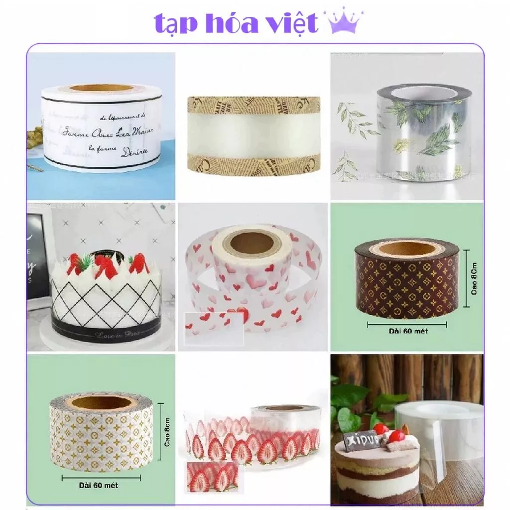 (Viền cứng) Cuộn 1KG QUẤN THÀNH bánh Mouse, Mica bọc bánh trang trí bánh