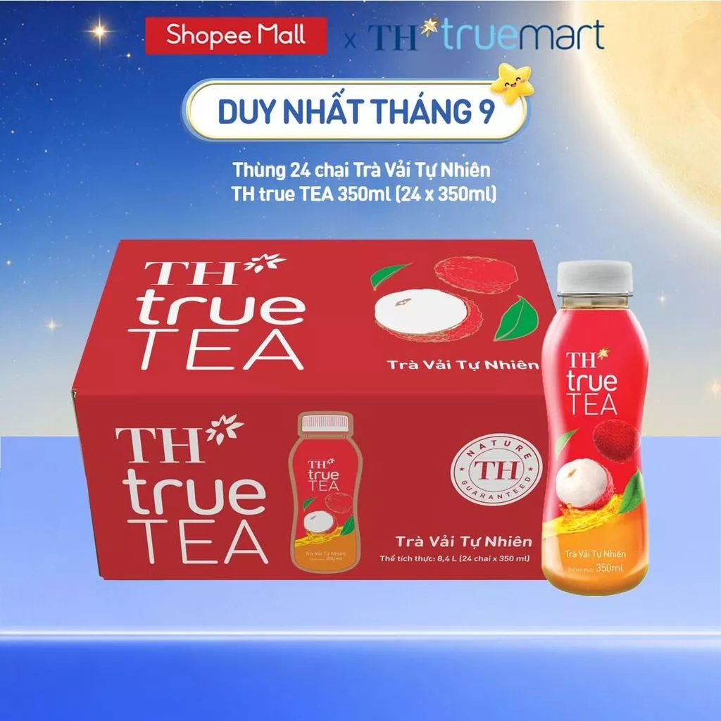 Thùng 24 chai Trà Vải Tự Nhiên TH true TEA 350ml (24 x 350ml)