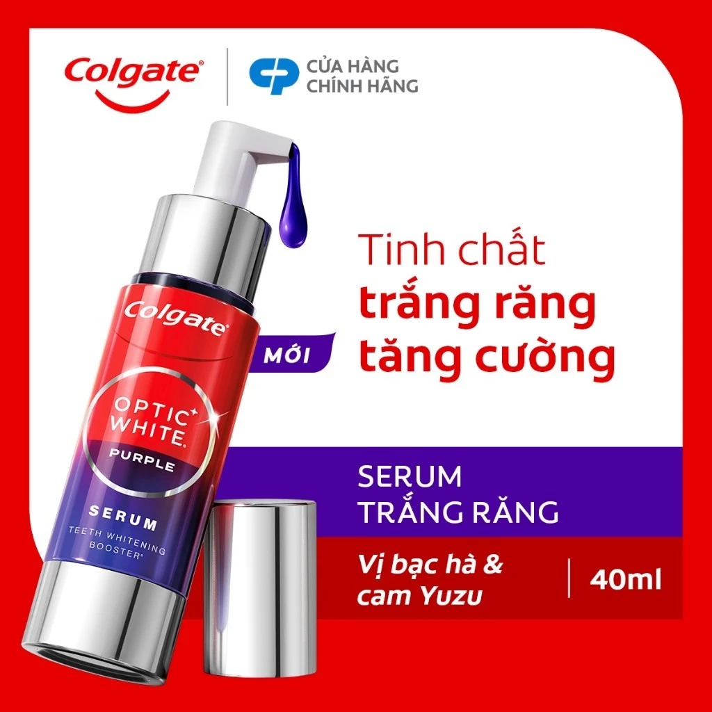 Tinh chất trắng răng tăng cường Colgate Optic White Purple Serum-Trung hòa sắc vàng, rạng rỡ tức thì 40ML