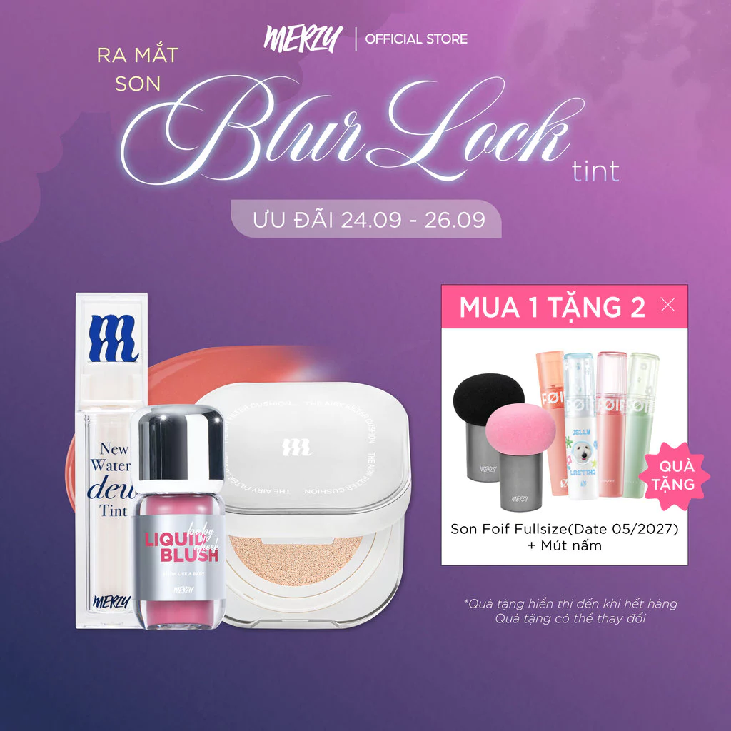 [NEW] Combo Phấn Nước Merzy The Airy Filter Cushion 11g/Son New Dew/Má Hồng Baby Cheek Liquid Blush