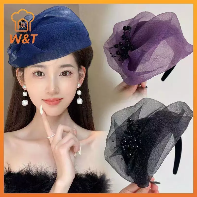 [W & T] Mũ Nửa Thanh Lịch Pháp Retro Tóc Vòng Bữa Tối Băng Đô Quấn Tóc Cho Nữ Bé Gái Tính Khí Mũ Phụ Kiện Tóc Mới