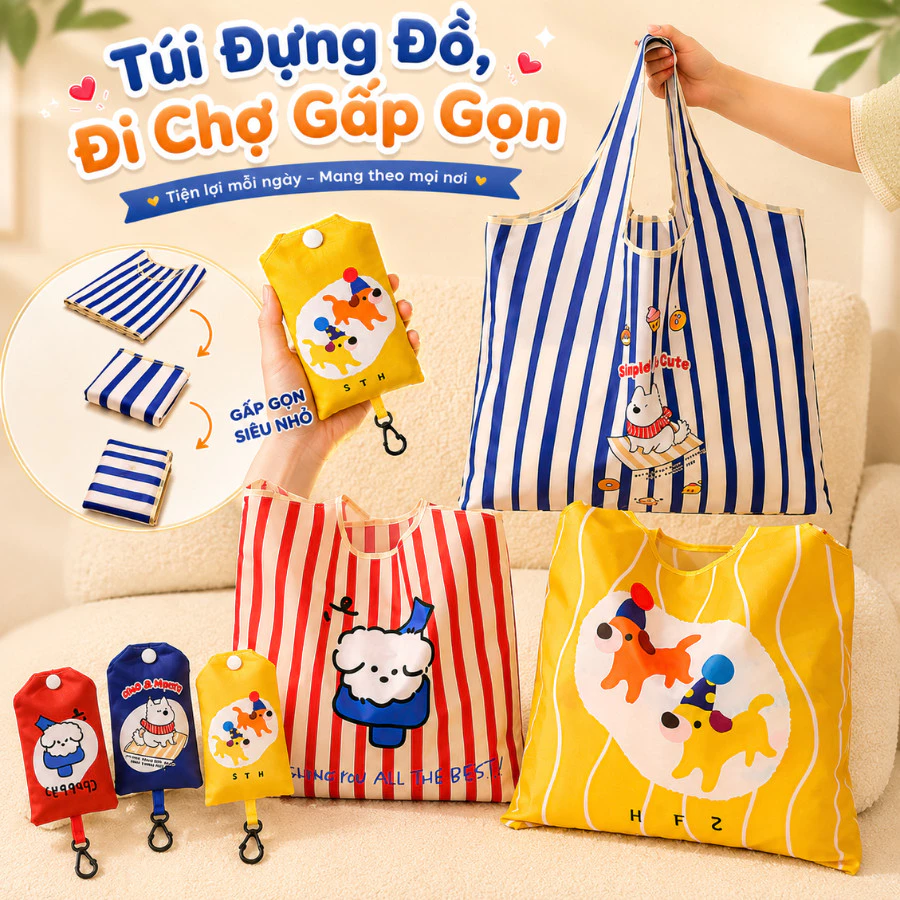 Túi Đựng Đồ Du Lịch TORO Siêu Nhẹ Gấp Gọn Bỏ Túi Vải Polyester Bền Đẹp Đựng Đồ Đi Chợ, Đồ Cá Nhân