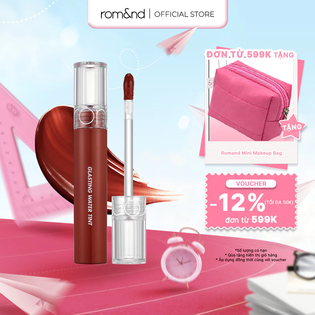 [Rom&nd] Son tint nước siêu lì, lâu trôi Hàn Quốc Romand Glasting Water Tint 4g