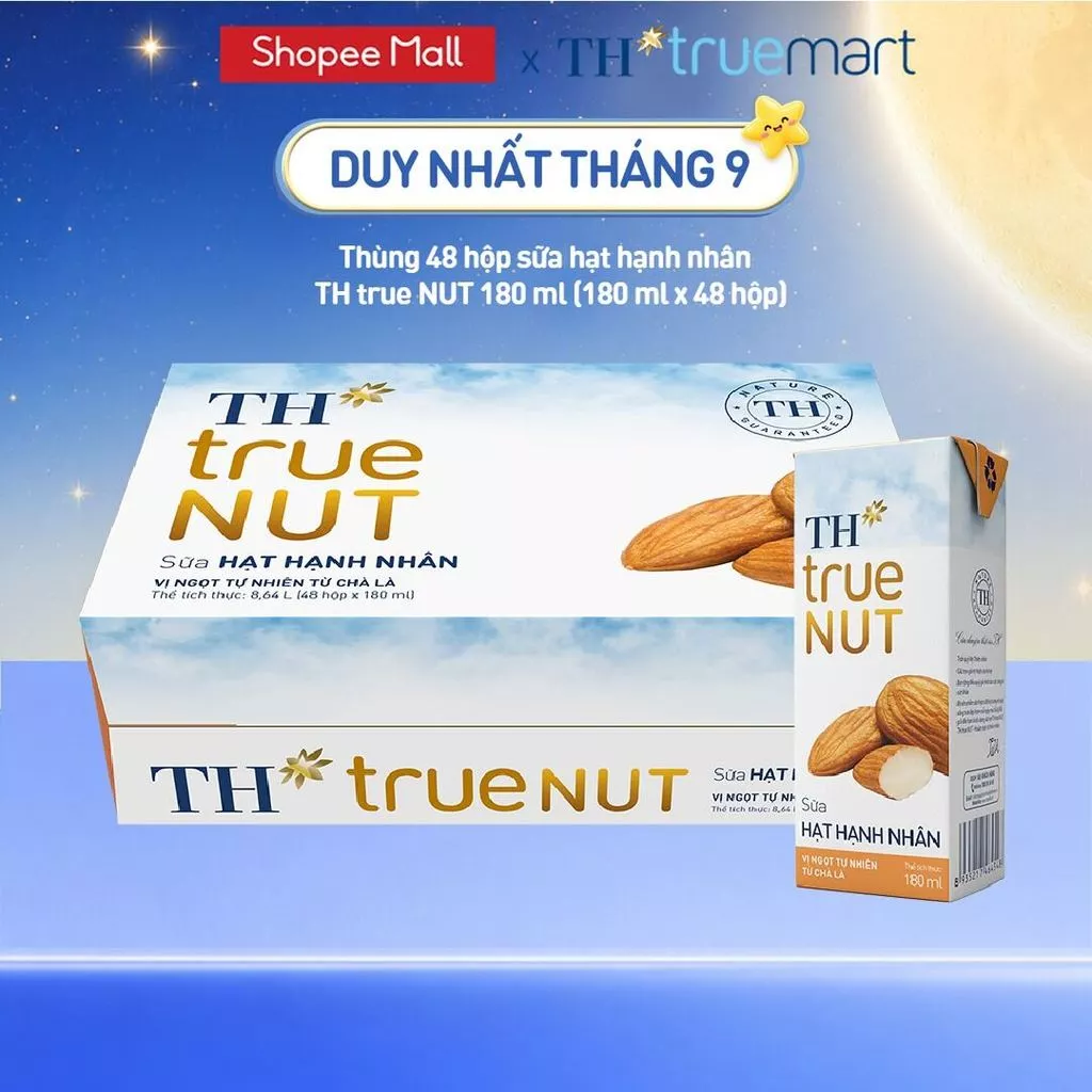 [LIVESTREAM] Thùng 48 hộp sữa hạt hạnh nhân TH True Nut 180ml (180ml x 48)