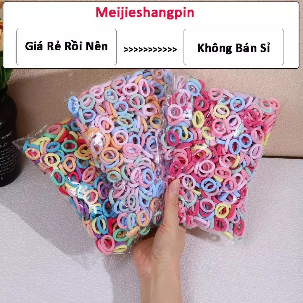 Túi 500 dây thun nhỏ cột tóc/chun buộc tóc  không gây đứt tóc đủ màu cho bé siêu co dãn đàn hồi