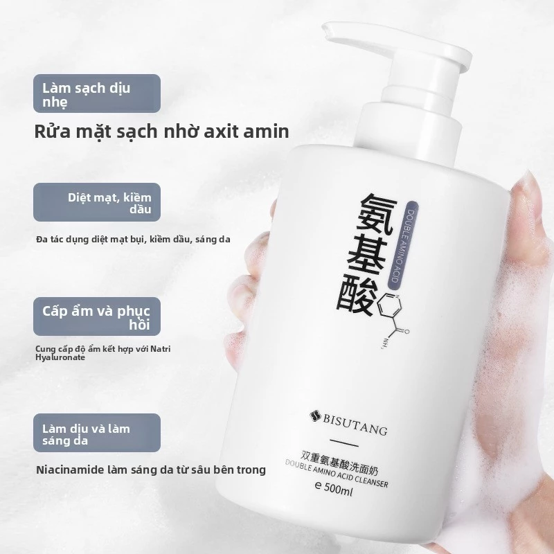 Sữa Rửa Mặt Axit Amino 500ml Kiểm Soát Dầu Loại Bỏ Mụn Đầu Đen Làm Sạch Sâu Nhẹ Nhàng Công Thức Thích Hợp Cho Nam Nữ Da Dầu
