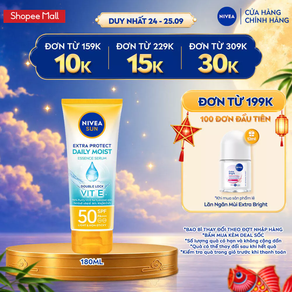 Tinh Chất Chống Nắng Dưỡng Thể NIVEA SPF50 PA+++ 180ml - Sáng Mịn Đều Màu/ Dưỡng Ẩm Chuyên Sâu - 86092/86090