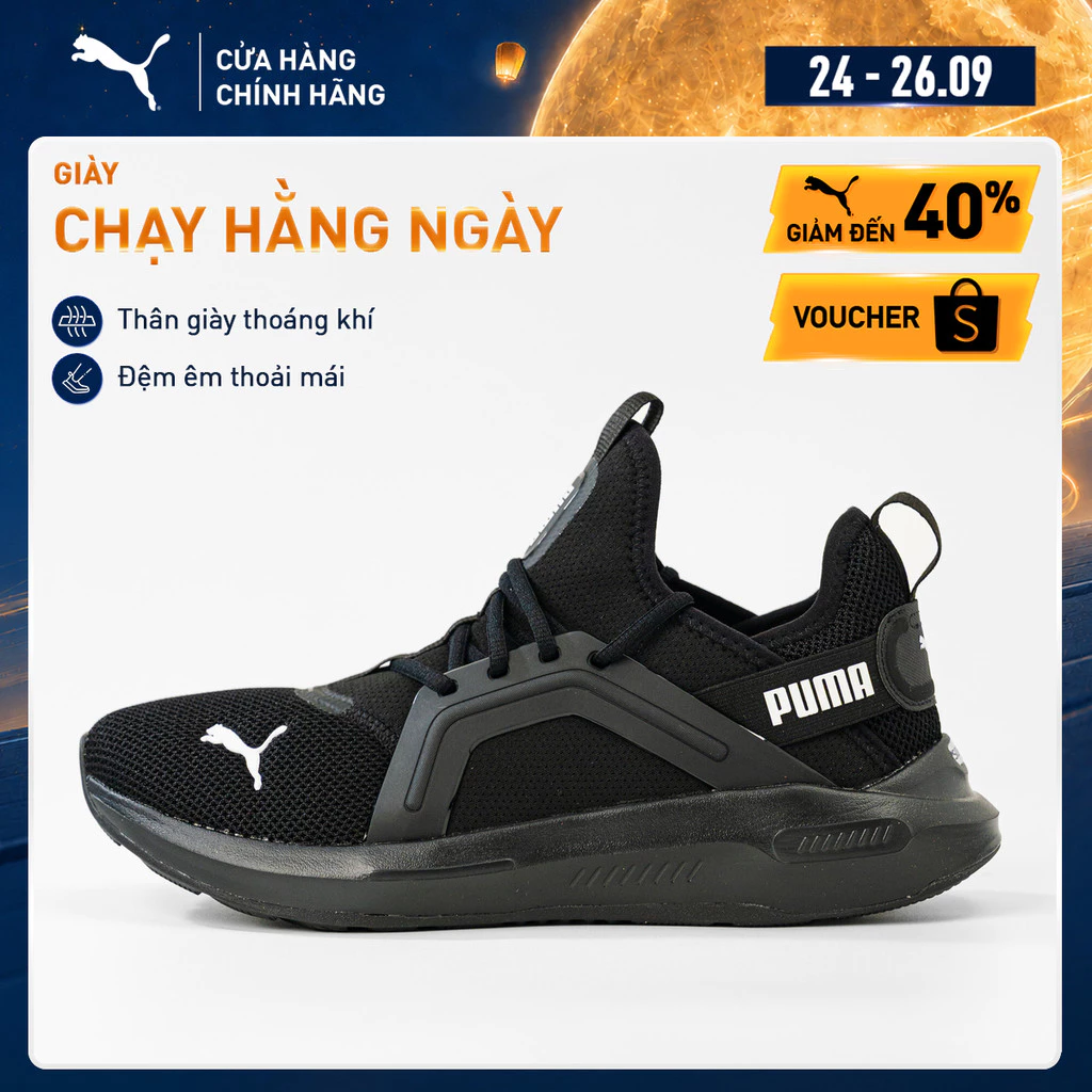 Giày Chạy Bộ PUMA Unisex Softride Enzo 5 Black-White Màu Đen