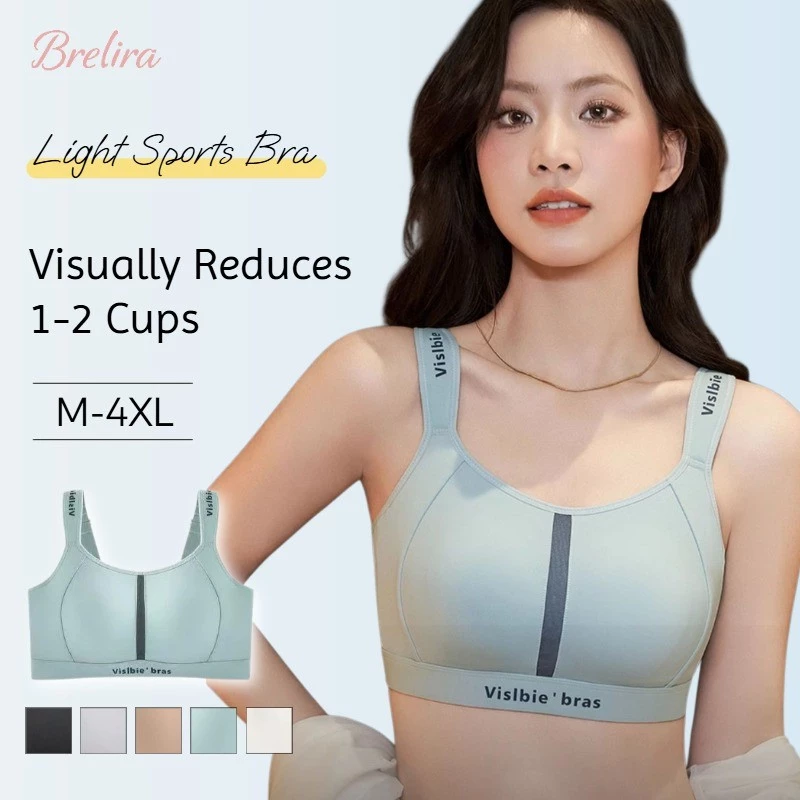 Áo ngực thể thao Brelira, không đường may, không gọng, chống chảy xệ, giúp ngực to trông nhỏ hơn, nội y nữ che phủ toàn diện, cúp tai thỏ.