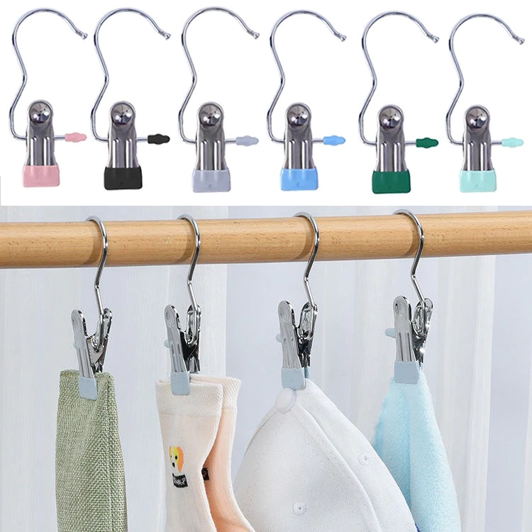 COMBO 50 móc kẹp đơn treo quần áo, mũ, nón, tất vớ chất liệu thép không rỉ đầu bọc nhựa chống trượt