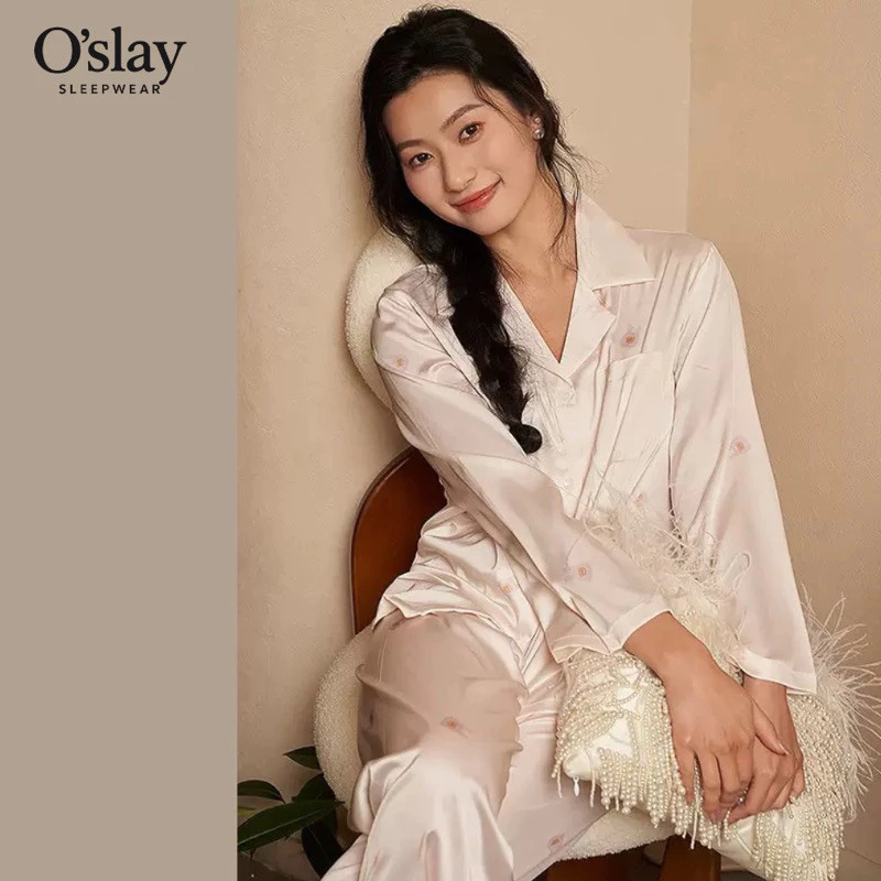 Pijama Lụa Hoa Nhí Nữ - Bộ Ngủ Dài Tay Mềm Mịn Mặc Nhà Mùa Thu Xuân Cao Cấp B32847