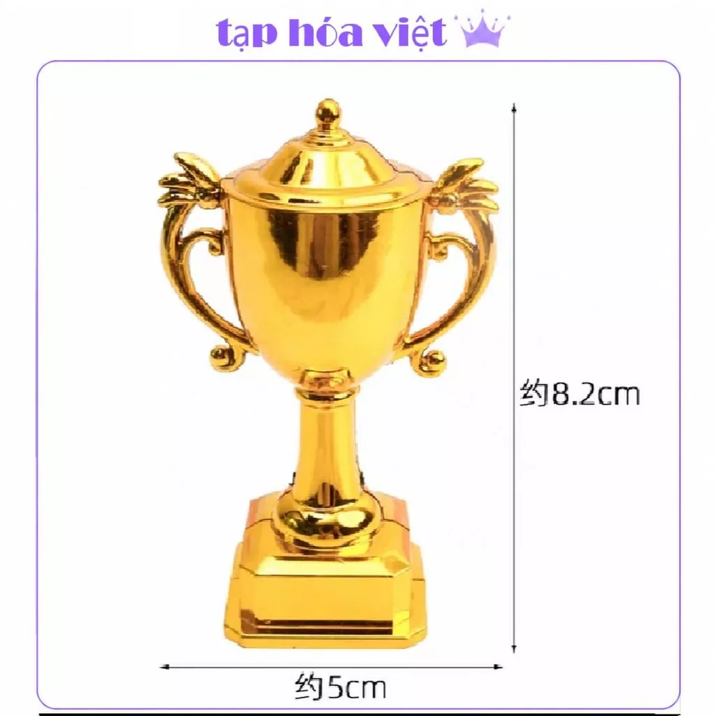 (2 CÁI) CÚP VÀNG Nhựa trang trí bánh sinh nhật 8.5Cm, cúp mini, cúp nhựa vàng