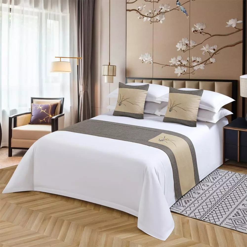Khăn trải giường thêu sang trọng & Khăn trải giường, Vỏ đuôi giường thanh lịch, Trang trí chăn ga gối mềm mại cho giường cỡ King, Trang trí phòng ngủ khách sạn tại nhà