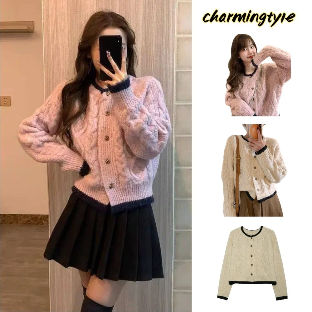 Áo Khoác Cardigan Nữ Dệt Kiểu Vặn Thừng Phong Cách Retro – Trang Phục Len Sành Điệu Cho Mùa Thu/Đông