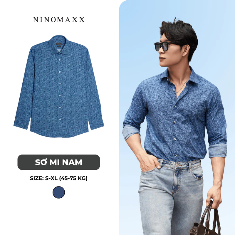 Áo Sơ Mi In Họa Tiết Tay Dài Thanh Lịch NINOMAXX 2301036