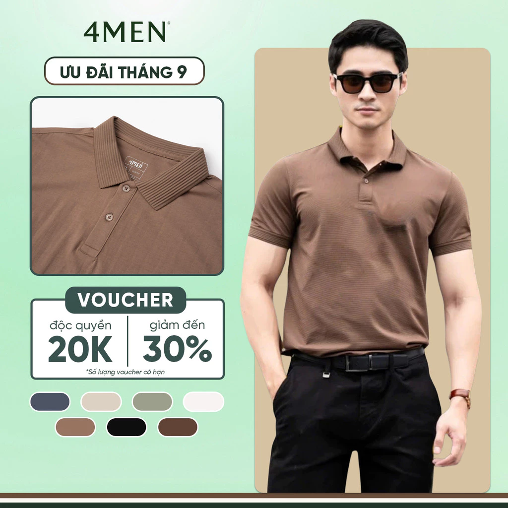 Áo thun polo nam trơn vải modal 4MEN PO138 form slimfit thun cá sấu đẹp cao cấp, mềm mát, ít nhăn, trẻ trung, nhiều màu
