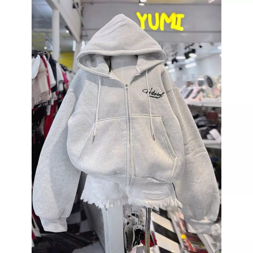 Áo Khoác Hoodie Khoá Zip chữ KÝ Thêu Nổi Form Rộng Nam Nữ Unisex Chất Nỉ Quảng Châu Dày Dặn-thuba94