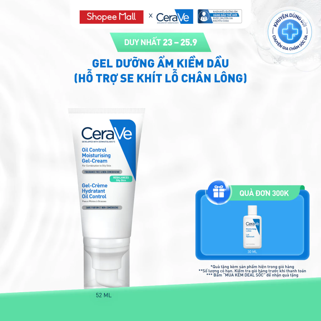 Gel dưỡng ẩm kiềm dầu 8H CeraVe Oil Control Gel-cream 52ml