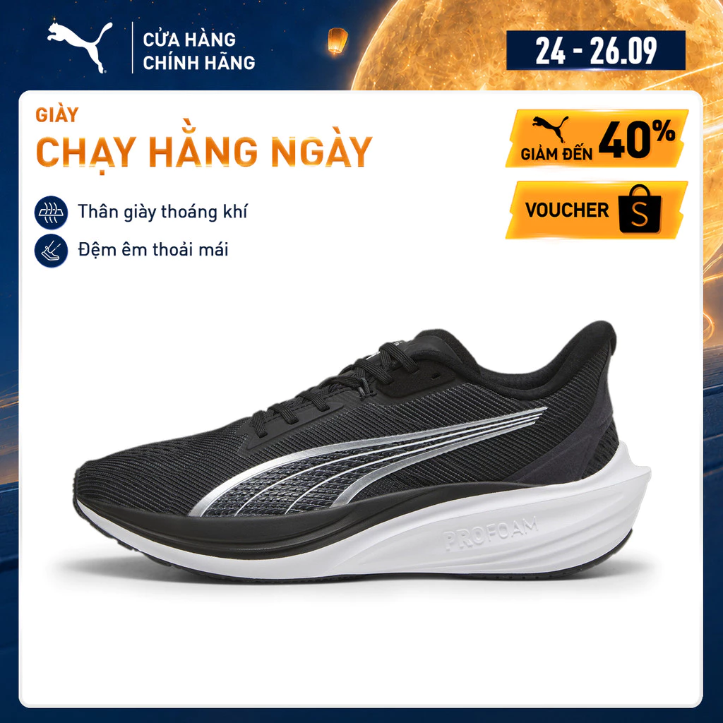 Giày Chạy Bộ PUMA Unisex Darter Pro Black- White Màu Đen
