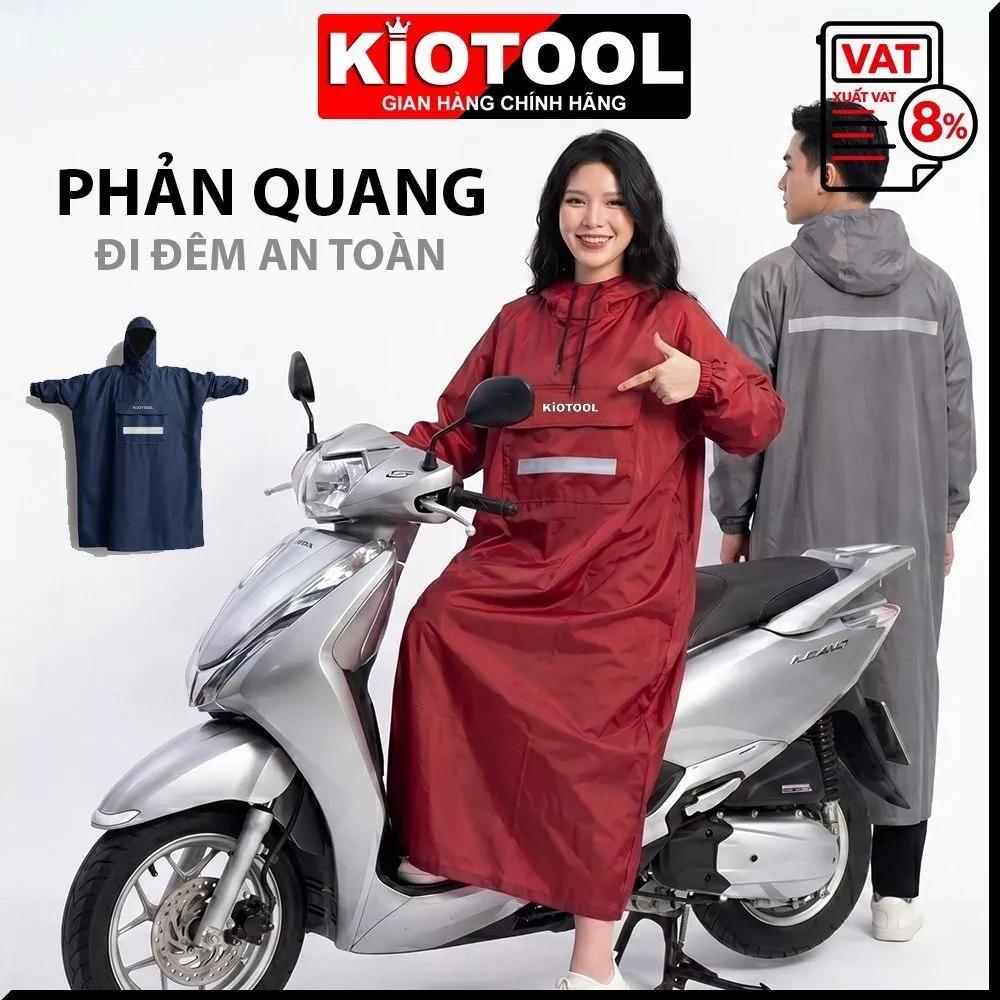 Áo mưa bít da cá Kiotool siêu bền phù hợp nam nữ đi xe máy