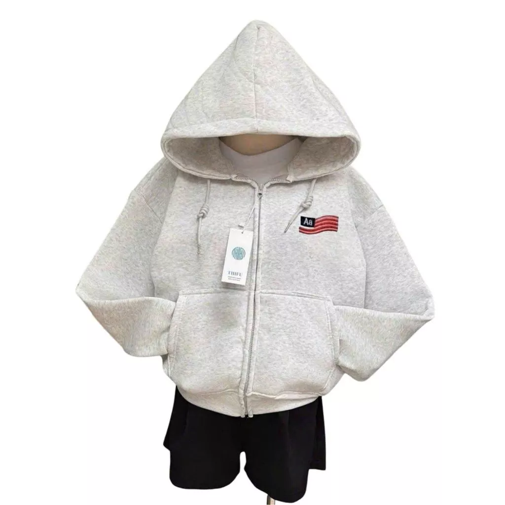 [ Rẻ Vô Địch ] Áo Khoác Nỉ Hoodie Zip mũ to 2 lớp form rộng có khoá kéo HOAKYER -changchang
