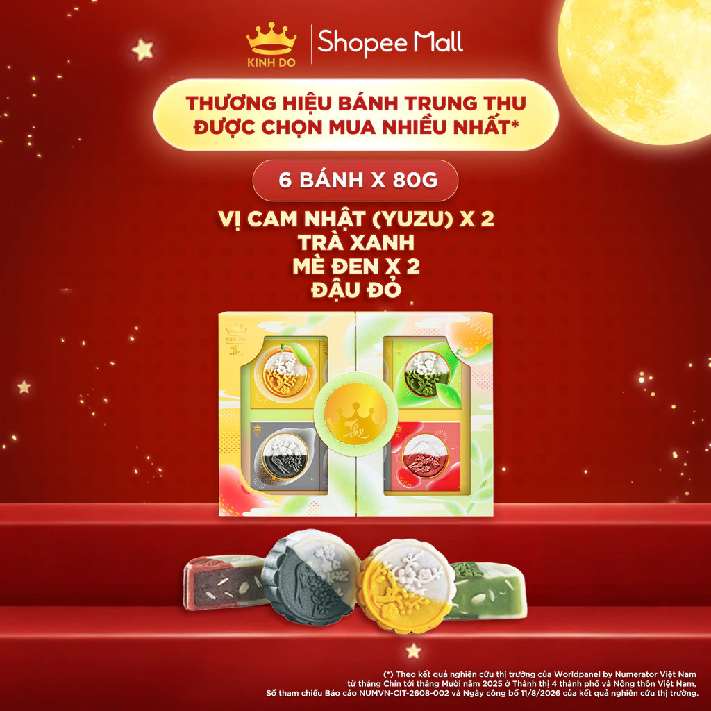 [HỎA TỐC]Hộp bánh trung thu Kinh Đô cao cấp - Bánh Tuyết (6 bánh x 80g)