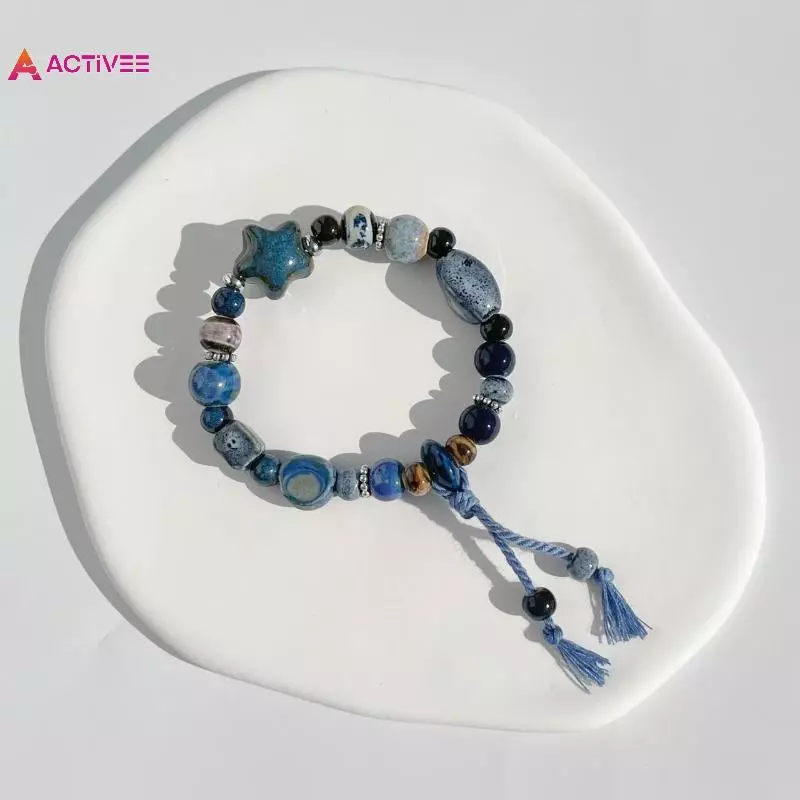 < Activee > Vòng tay hạt gốm ngôi sao thiên thể dễ thương Handmade tình bạn Món quà trang sức dành cho nữ Cô gái Bestie Đẹp