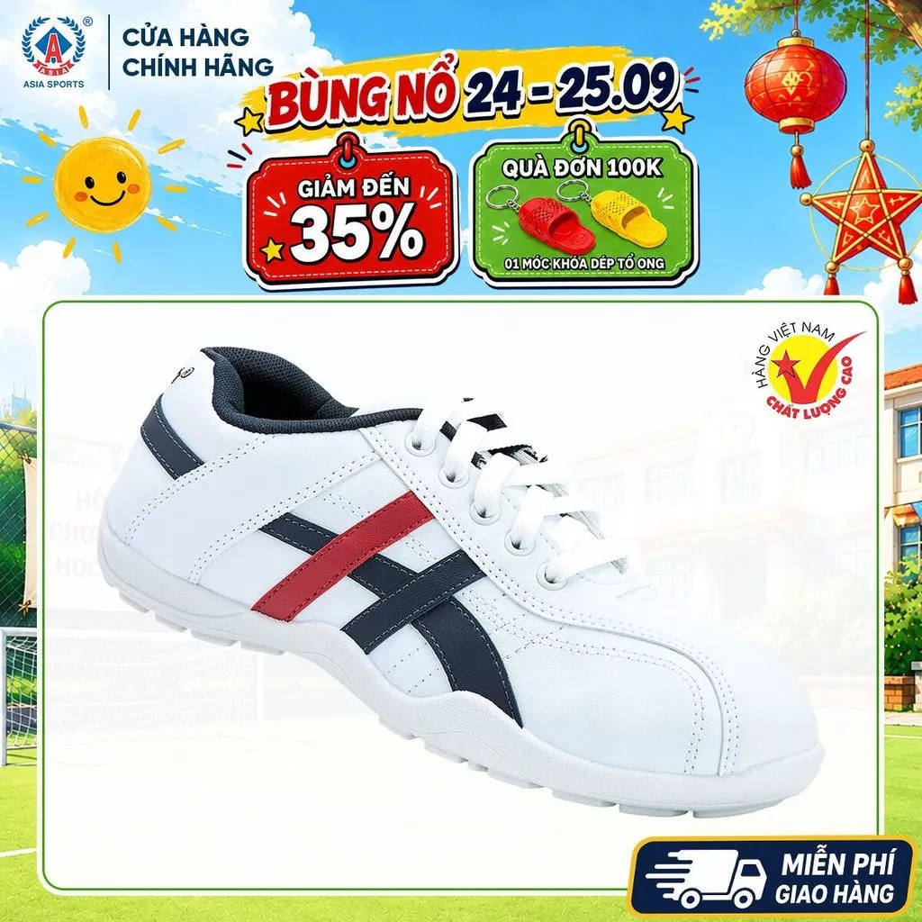 Giày Sneaker Nam ASIA Trắng Đen Thời Trang - Giày Thể Thao Đa Năng Đi Chơi Đi Học Êm Chân - M50