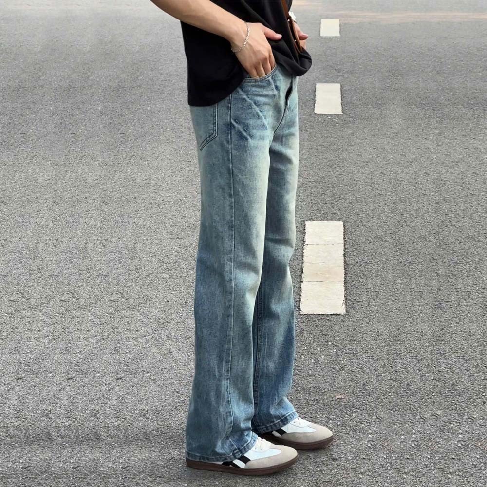 Quần Jean loe Douyin Wash Loang Vintage Unisex Form Suông Thời Trang Nam Nữ Y2K Streetwear