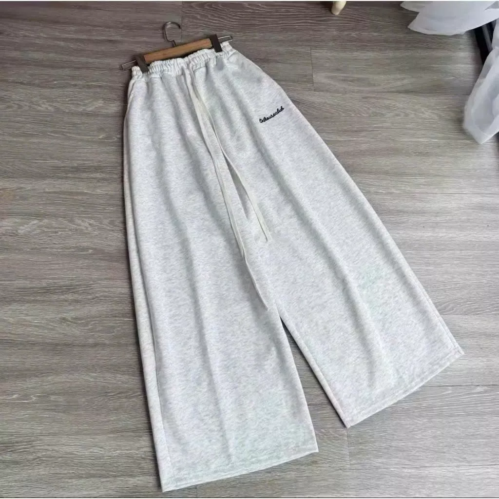 ( freesize 39-50kg ) Quần Dài Ống Rộng Suông Unisex CHỮ  , Quần chất da cá -chữ ký-tgyt673e58yg