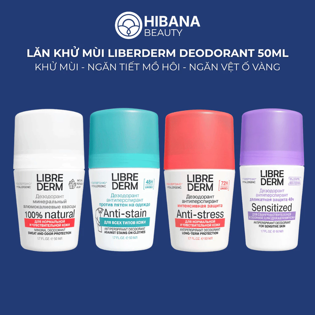 Lăn Khử Mùi Librederm Antiperspirant Deodorant, Giúp Khử Mùi, Ngăn Vệt Ố Vàng,Ngăn Tiết Mồi Hôi|50ML