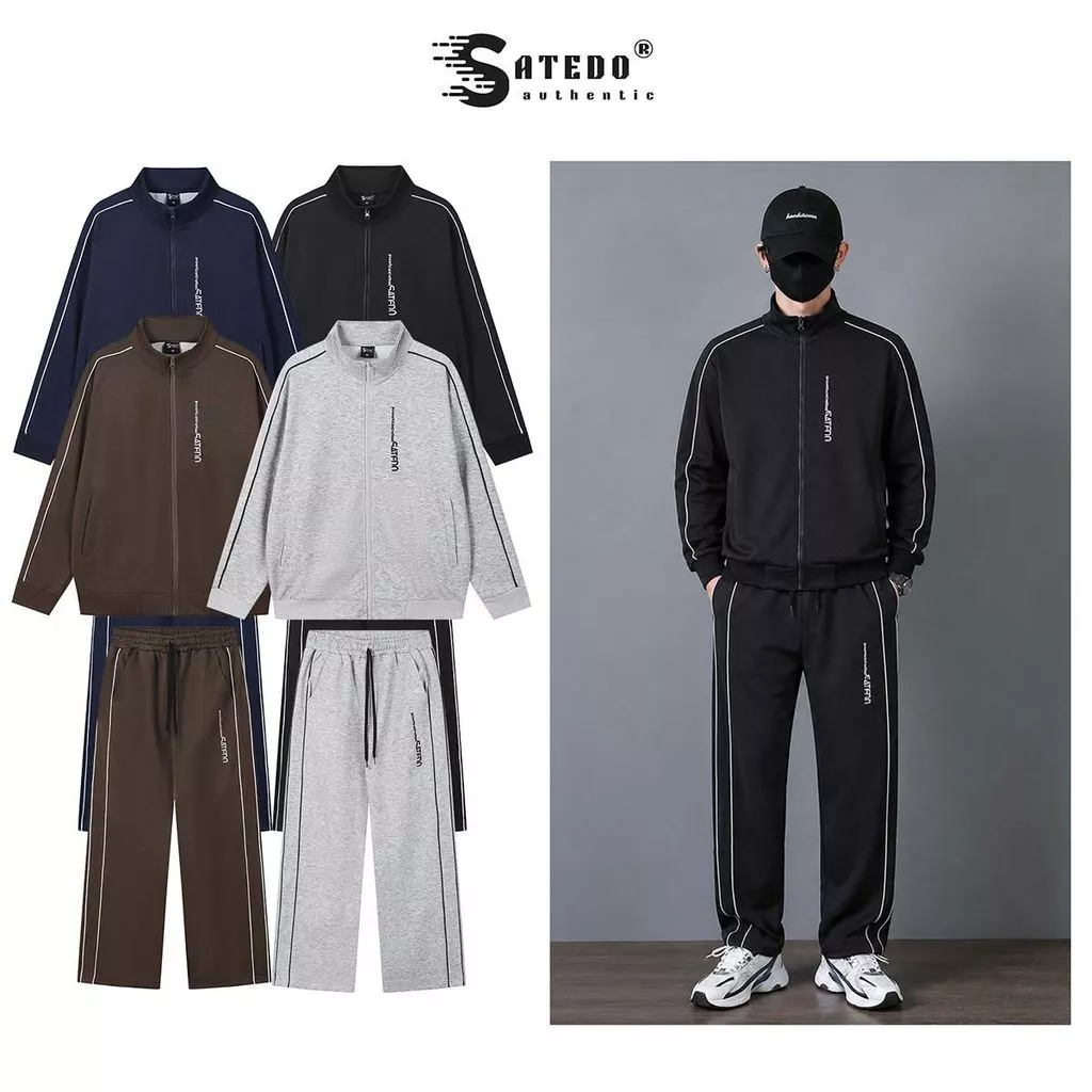 Set Bộ Thể Thao, Áo Khoá Kéo Cổ Cao, Quần Dài, Vải Nỉ Hai Da, Phối Line Thể Thao, Form Trẻ Trung Năng Động, mã SP: BD109