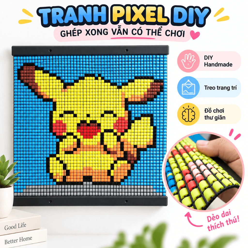 Bộ Tranh Ghép Hạt Pixel DIY Đa Năng, Đồ Chơi Thư Giãn, Trang Trí Treo Tường, Tấm Lót Ghế