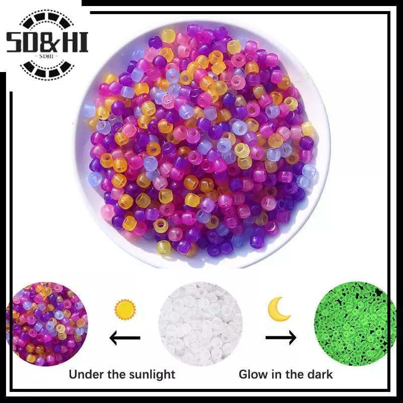 [SD & HI] 100 Hạt UV Đổi Màu Sắc Hỗn Hợp Phát Sáng Trong Bóng Tối Hạt DIY Trang Sức Làm Vòng Tay Nelace (vn)