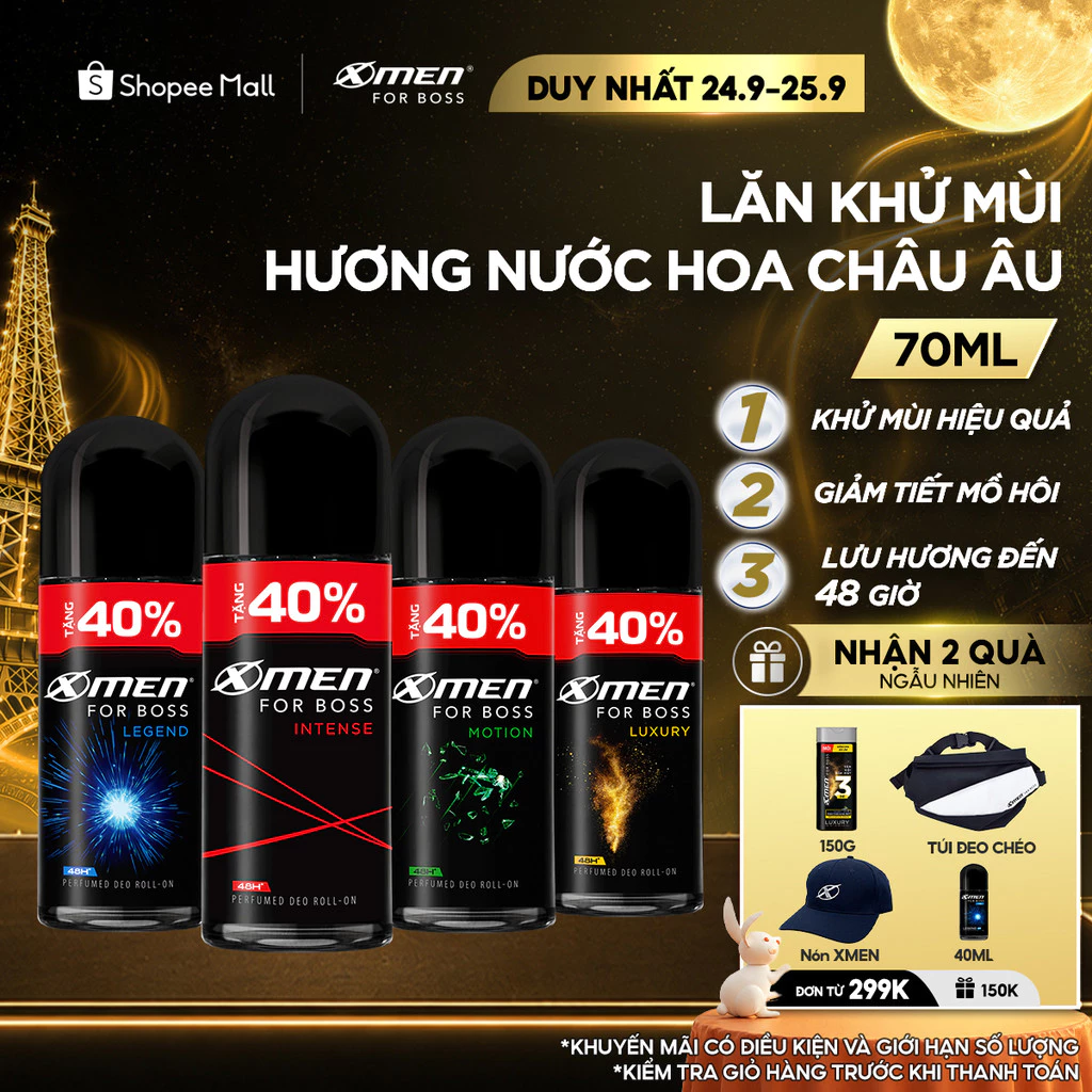 [Tặng thêm 40% dung tích] Lăn khử mùi X-Men For Boss 70ml - Hương nước hoa châu Âu
