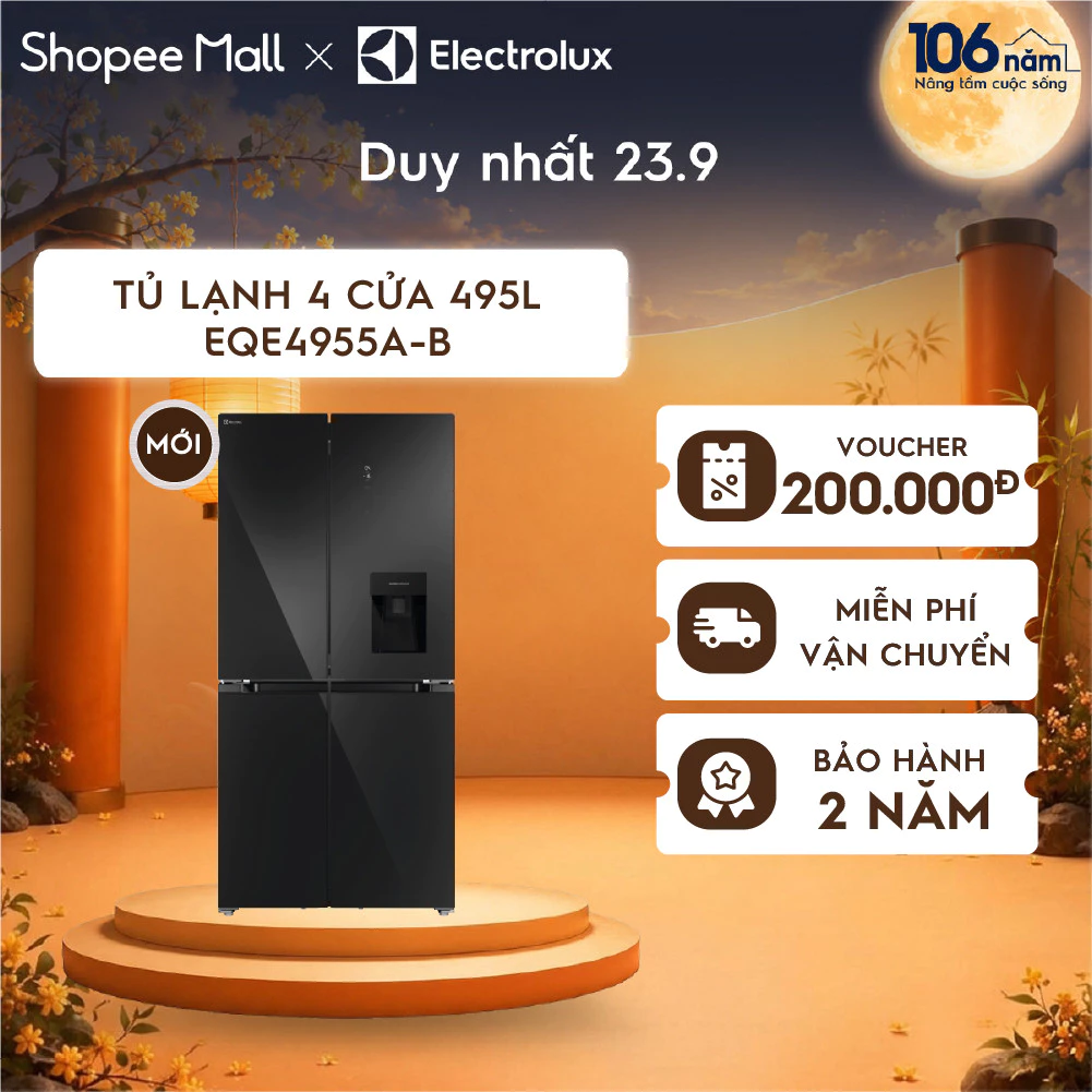 [Mới] Free giao hàng - Tủ lạnh Electrolux 4 cánh Series 800 495L EQE4955A-B - Ngăn đông mềm, Inverter, BH 24 tháng