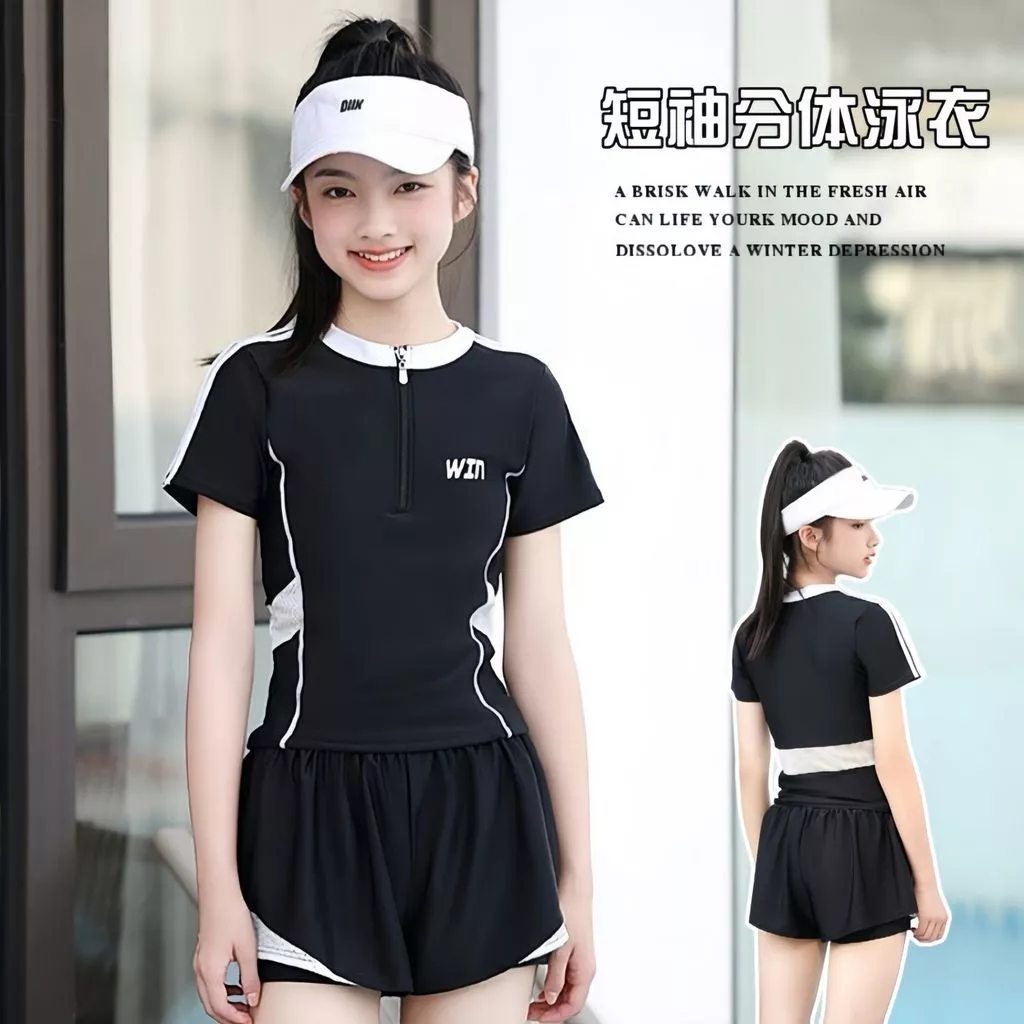 Đồ Bơi Bé Gái 2026 Phong Cách Mới Học Sinh Phong Cách Thể Thao Bảo Thủ Boxer Chống chói Bể Bơi Chuyên Dụng Đồ Bơi