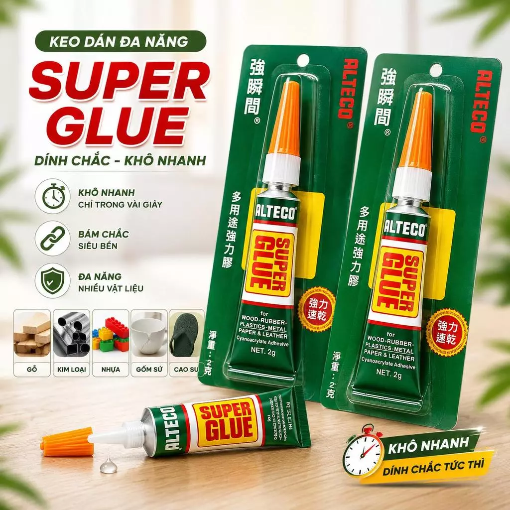 Keo Dán Đa Năng Super Glue Dán Siêu Chắc Khô Nhanh Dán Nhựa Gỗ Kim Loại Gốm Sứ Cao Su Tiện Dụng - GD319