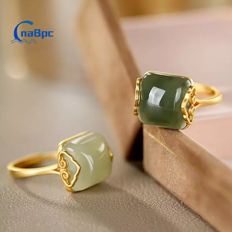 < CnaBpc > Vintage Phong Cách Dân Tộc Tốt Lành Đám Mây Giả Ngọc Nhẫn Có Thể Điều Chỉnh Nữ Phong Cách Trung Hoa Tính Khí Đơn Giản Thanh Lịch Nhẫn Quà Tặng Mới