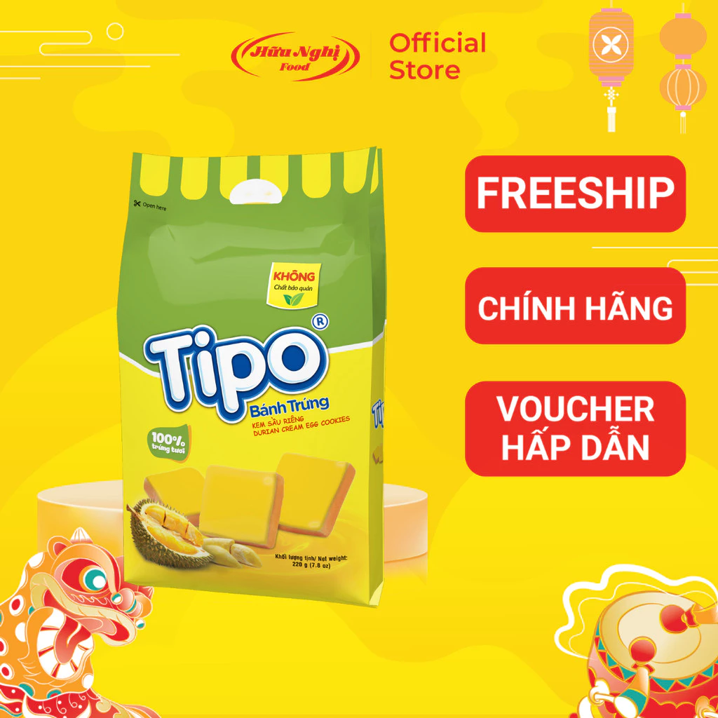 Bánh Tipo Trứng Nướng Sầu Riêng 220g Hữu Nghị
