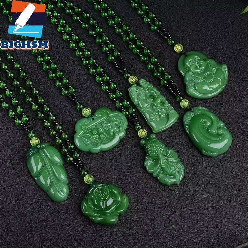 [BIGHSM] Mặt dây chuyền mã não Trung Quốc cổ điển tự nhiên thời trang Ngọc Nelace Charm dành cho nữ Trang sức khắc Phước lành Quà tặng Luy